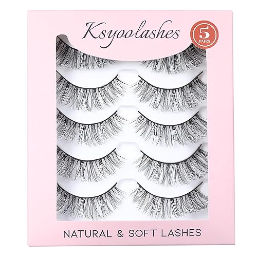 Miniatura 1 de KSYOO Pestañas postizas de ojo de gato, aspecto natural, rizo D, 0.314-0.472 pulgadas, banda transparente, paquete múltiple de pestañas postizas