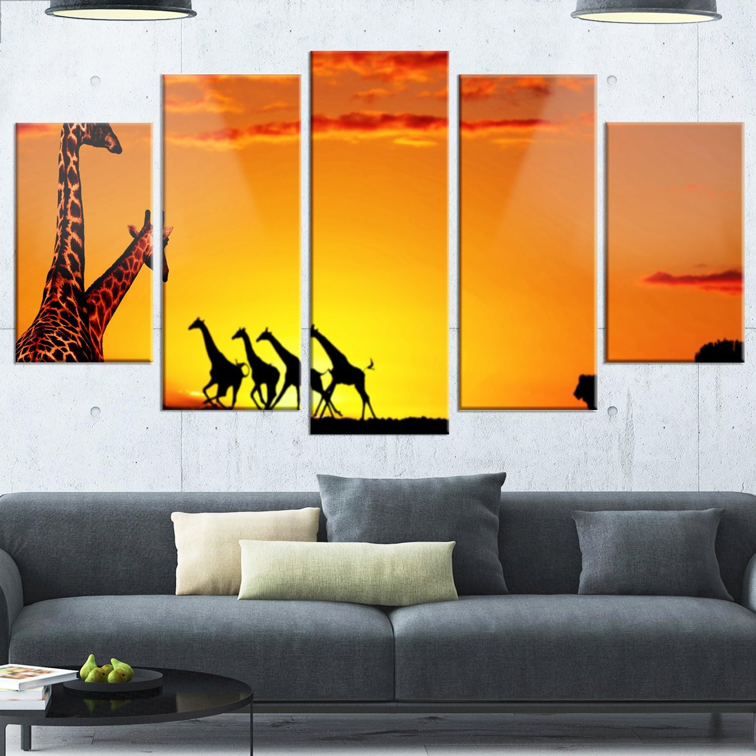 Designart MT12959-28-12 Beautiful African Wildlife Concept African Glossy Metal Wall Art, 28 x 12