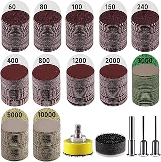 365 PCS 1 Inch Sanding Disc, GOH DODD Hook and Loop 60 to 10000 Grit Wet Dry Sandpaper Micro Sand Paper with 1/8" 1/4" Shank, Backing Pad, Foam Pads for Auto Metal Glass Resin Wood Polishing Sanding
