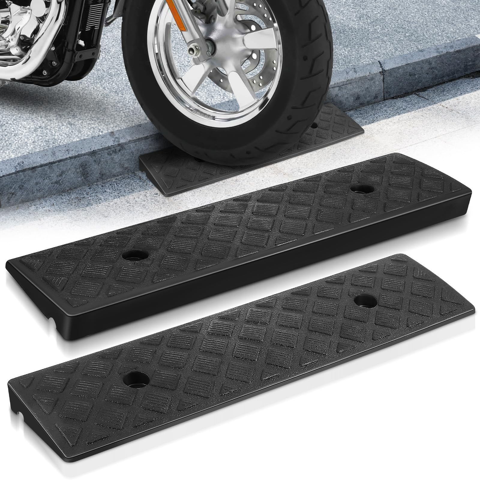 Rampas para bordillos y entradas interiores, pack de 2 elevadores portátiles de plástico