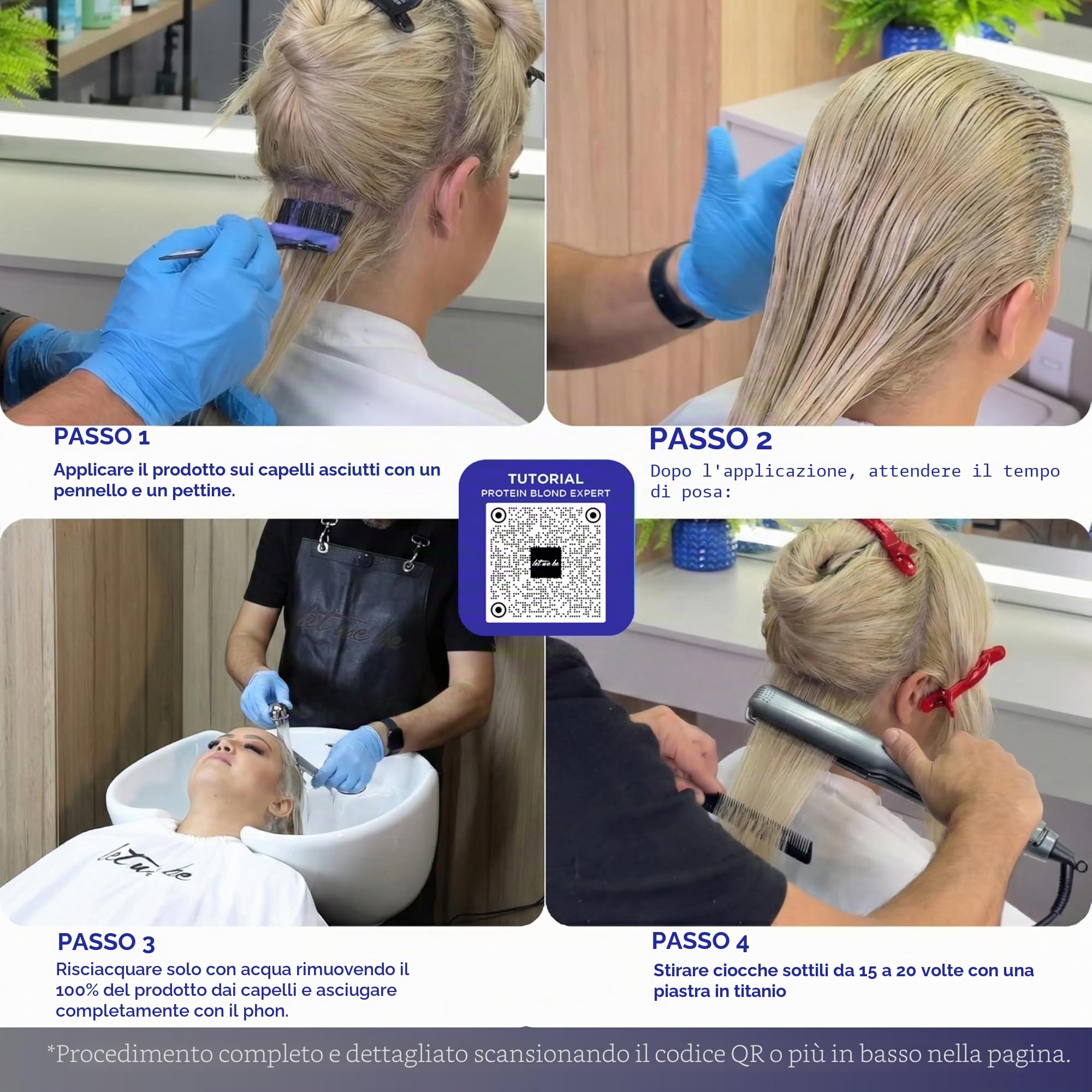 Let Me Be - Protein Smoothing Blond Expert | Keratina Lisciante per Capelli Biondi, Grigi e Decolorati | Effetto Antigiallo | Stiratura Brasiliana Organica in Fase Unica, Senza Formaldeide - 500ml