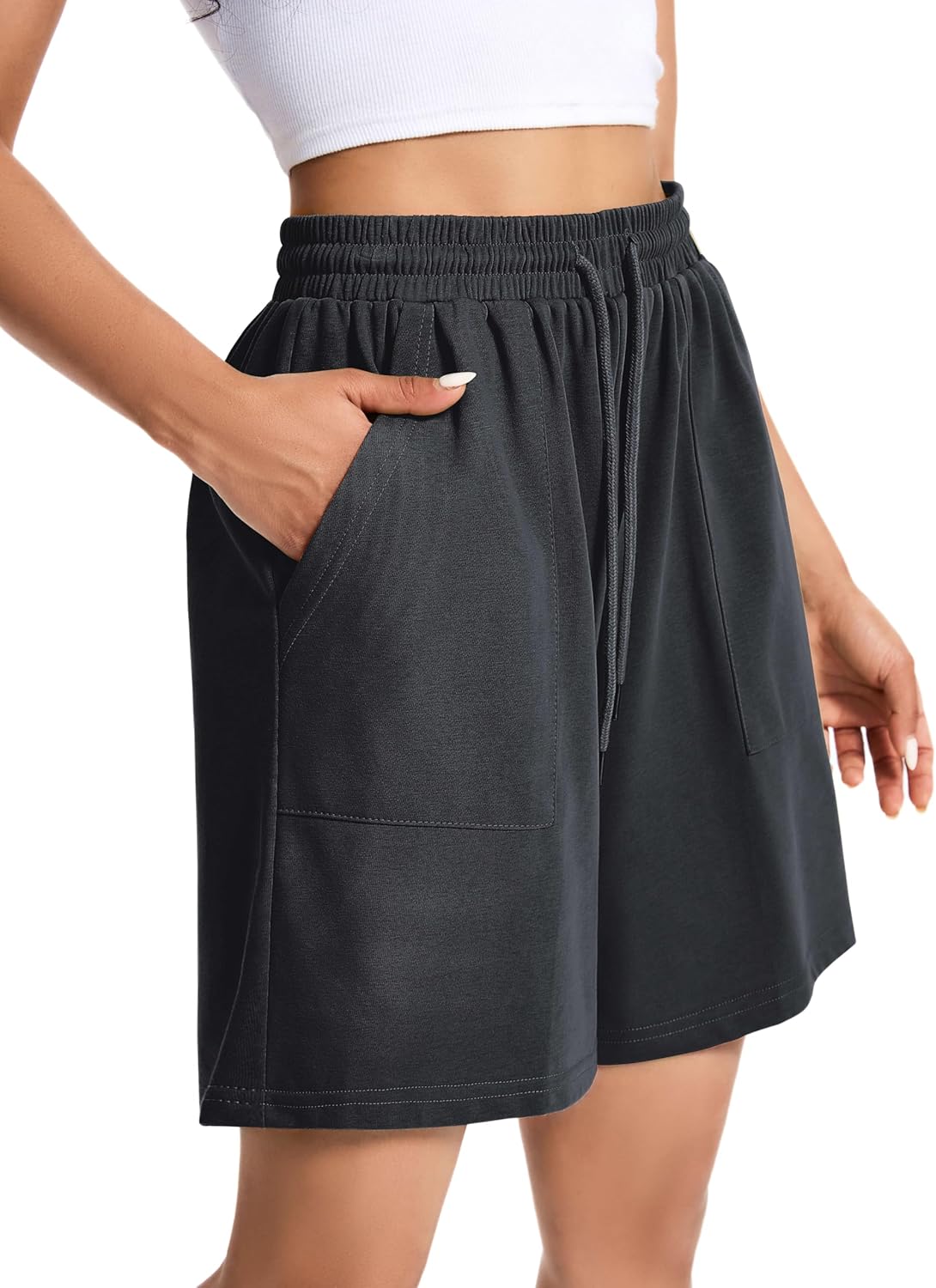 Womens Cotton Sweat Shorts Casual Summer Short Loose Drawstring Lounge Running Athletic Shorts with Pockets - Image 3