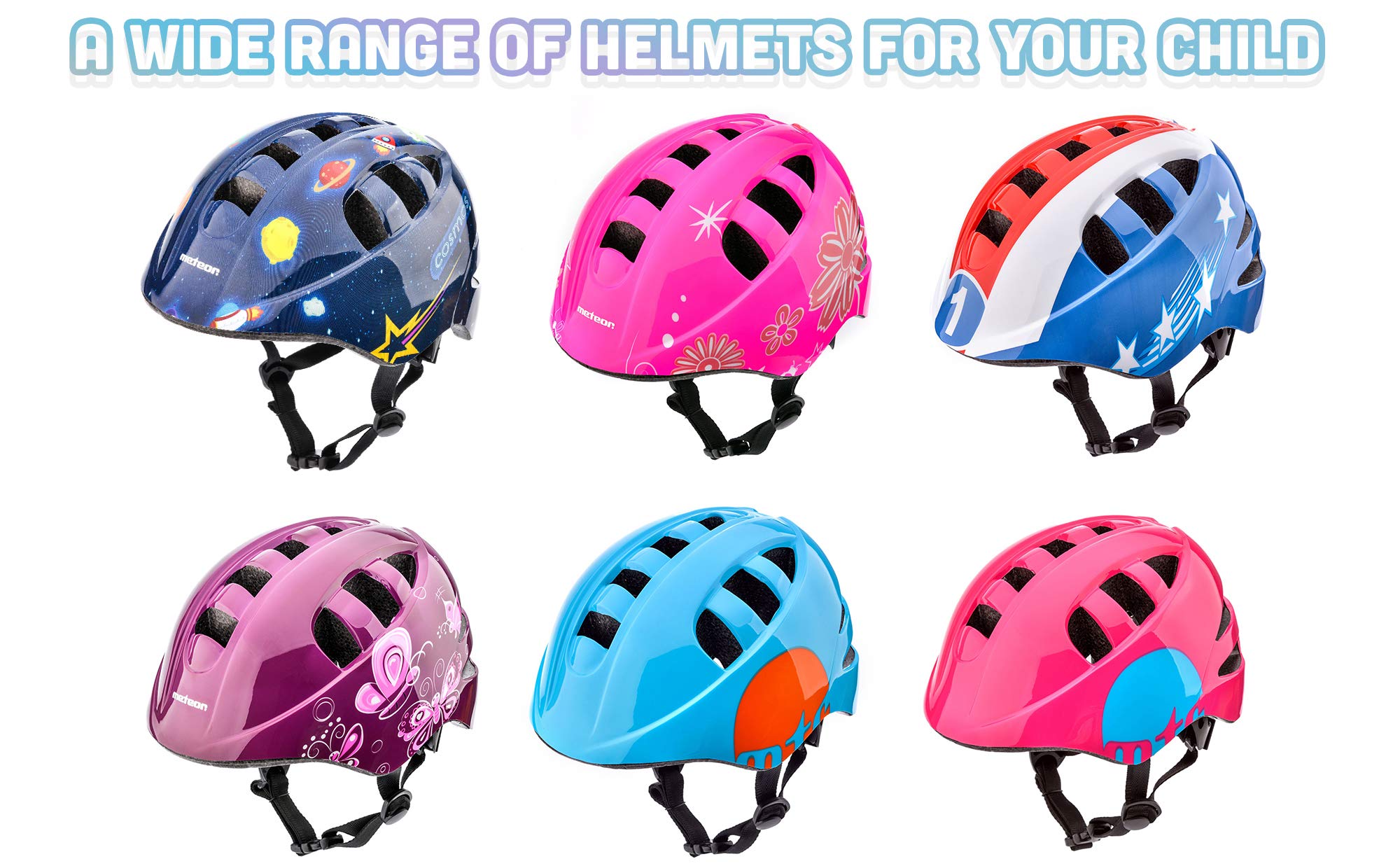 Kask Rowerowy Dla Dzieci – Bezpieczny, Regulowany Kask Na Rower, Hulajnogę i Rolki – Dla Dziewczynki i Chłopca, Lekki Kask Dziecięcy METEOR