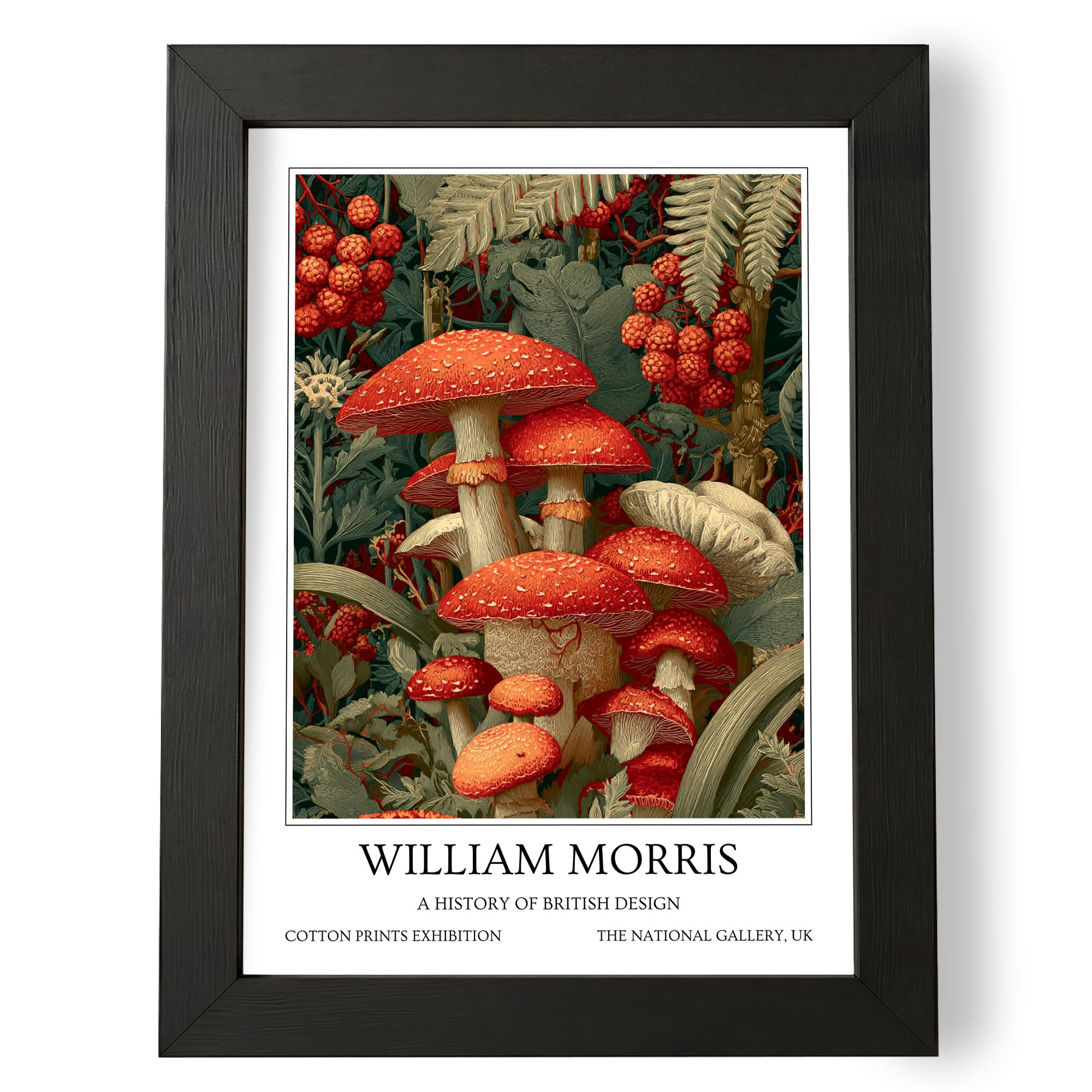 Fans Favourites William Morris - Vintage Art Noevua British Prints, Botanical Wall Art, A History of British Design Collection (Red Mushrooms, A3, Unframed) — image 1