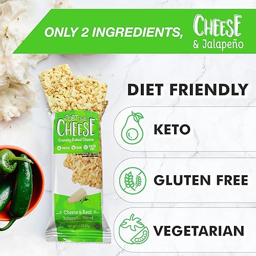 Miniatura 3 de Just the Cheese Bars - Juego de 10 barras para aperitivos crujientes y horneados Queso 100% natural. Alta proteína y sin gluten.