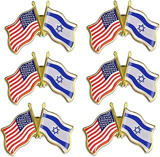 American US Israel Friendship 6/12/50/100 Pack Flag Pins - 1.5' Patriotic USA Support Israeli Badge Souvenirs - I Stand with Israel