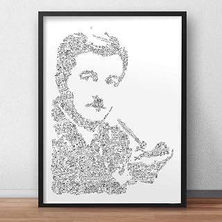 William Faulkner print with doodles inside the portrait of the american writer | Plenty of details about writer| hard to find gift black and white illustration art poster absalom yoknapatawpha