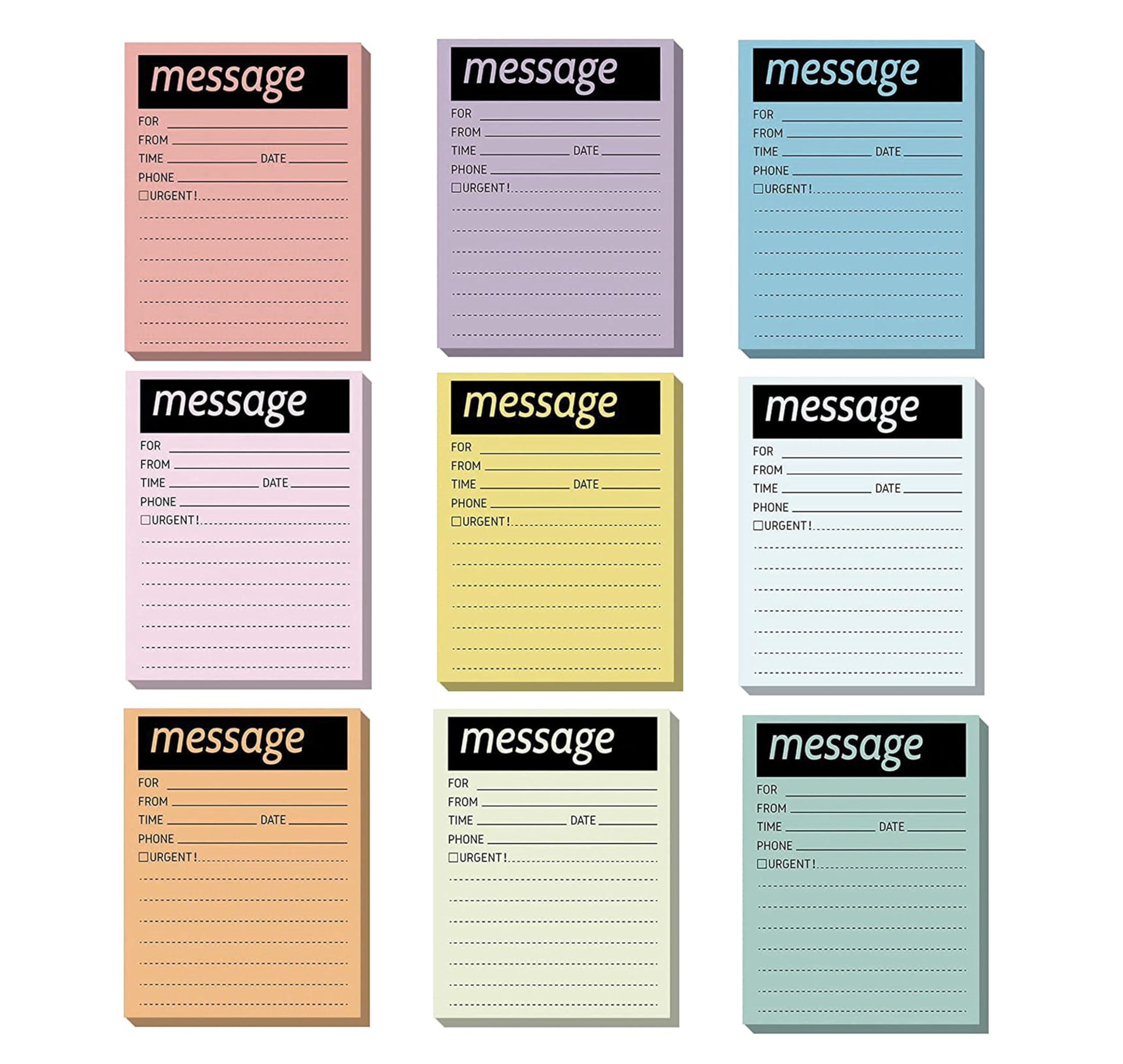 Bunte Handy-Nachrichtenbücher-Set, Haftnotizen für Schreibtisch, Büro und Zuhause, verschiedene Neonfarben, für Anrufaufzeichnungen, 5 Blatt/Block (weiche Farben)