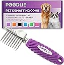 Poodle Dematting Fur Rake Comb Brush for Dogs and Cats - Long 2.5" Steel Safety Blades Metal Comb for Detangling Matted or Knotted Undercoat Hair