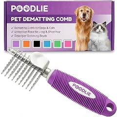 Poodle Dematting Fur Rake Comb Brush for Dogs and Cats - Long 2 5 Steel Safety Blades Metal