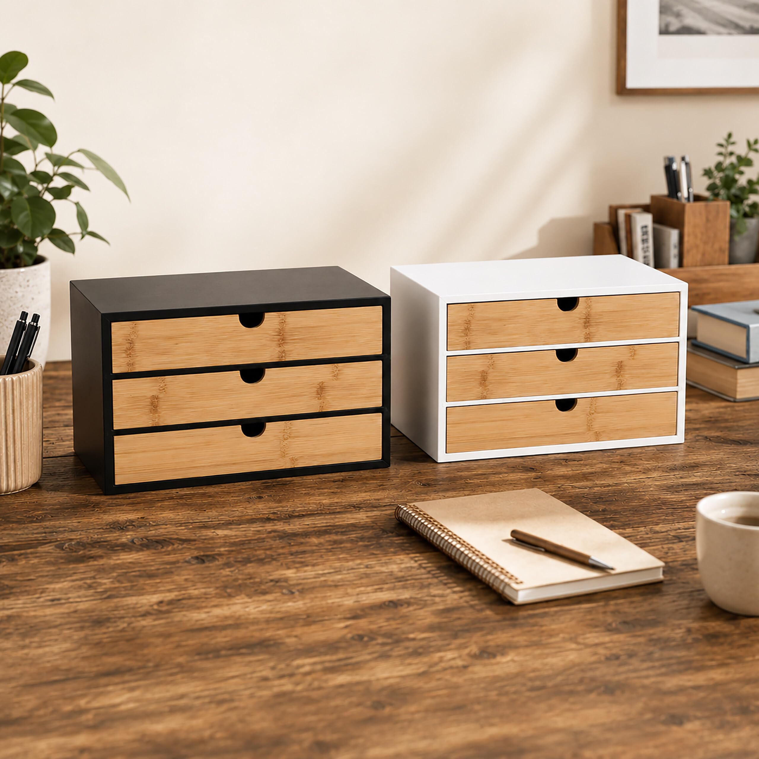 Organizador de cajones Relaxdays, de bambú y MDF, negro