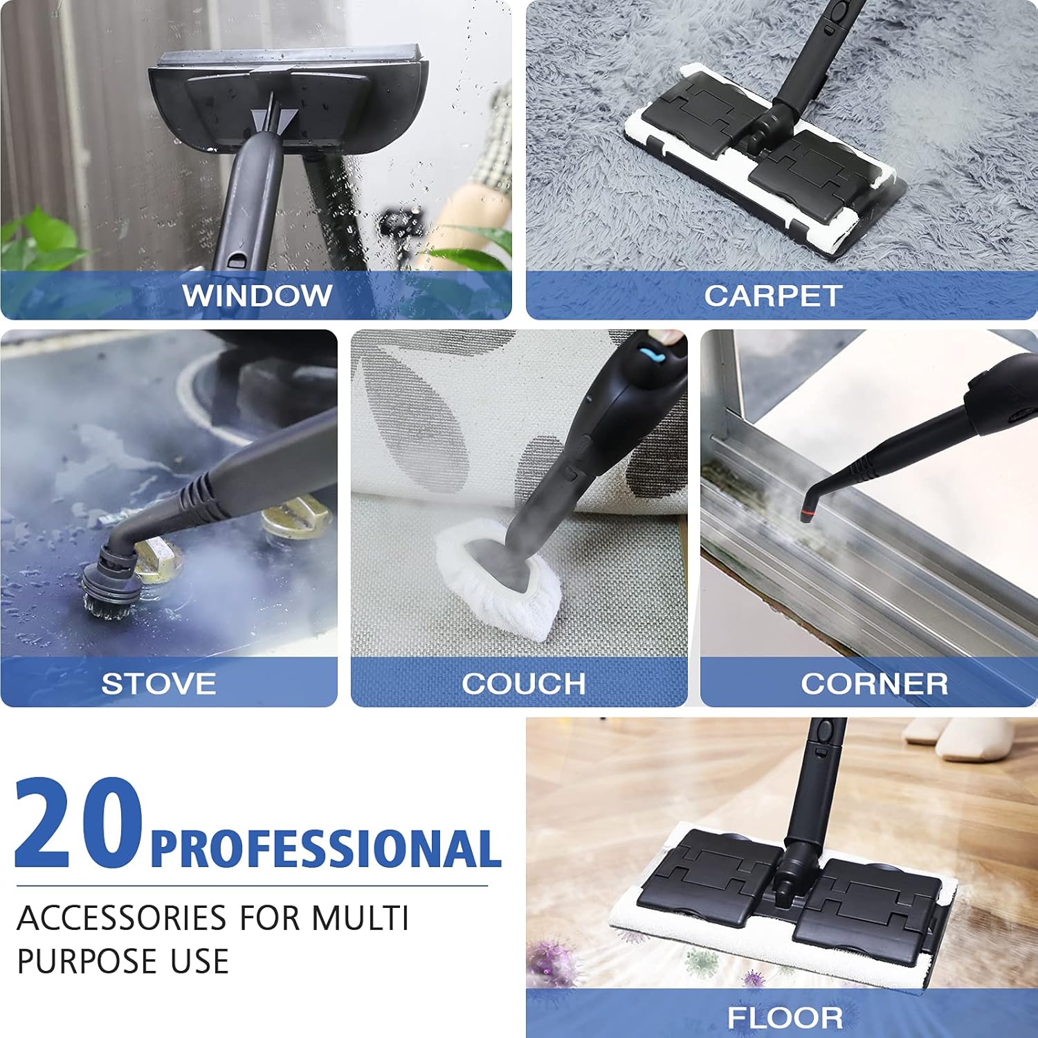 Applications of MLMLANT steam cleaner on various surfaces