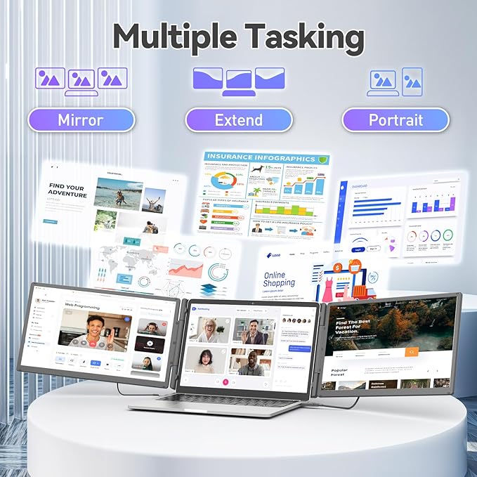 Monitor Extensor 15.6 FHD 1080p Triple Pantalla Portátil miniatura 4