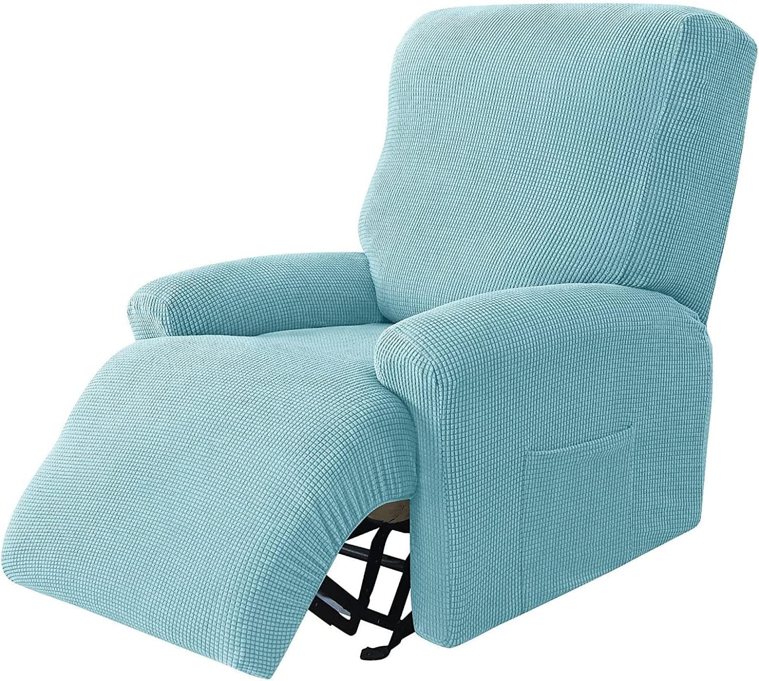 Stretch Recliner Chair Covers for Reclining Chair, 1 seat Recliner Covers Recliner slipcover Non-Slip with Side Pockets Sofa Covers for Cushion Couch Recliner (Color : Light Blue)
