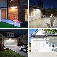 Vista 7 de intelamp Luces solares para exteriores, 3 cabezas de luces solares con sensor de movimiento para exteriores, impermeables IP65, panel separado