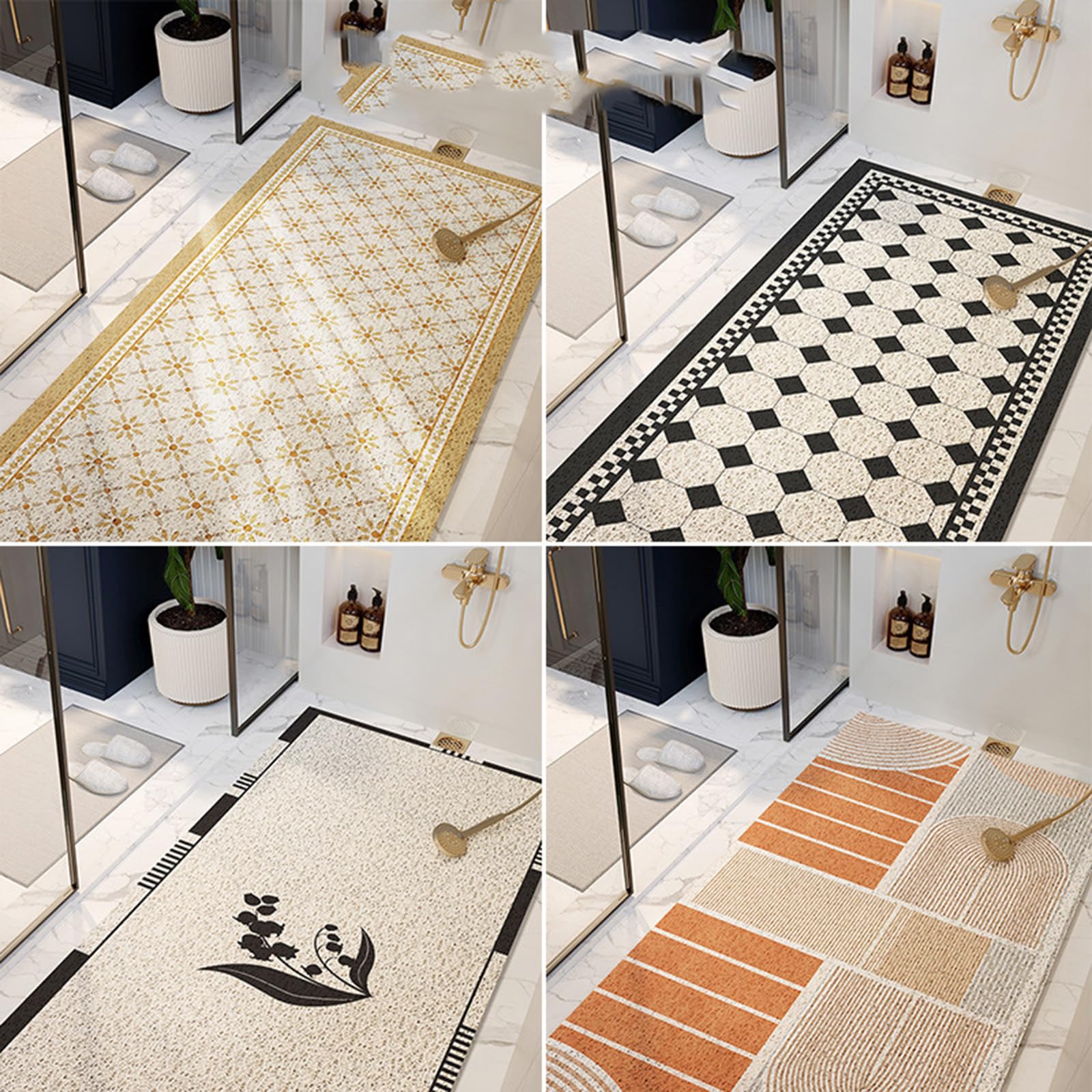 Alfombrilla de ducha antideslizante de PVC para zonas húmedas, cómoda alfombrilla de seguridad con diseño antideslizante, secado rápido y fácil de limpiar, 260 x 90 cm