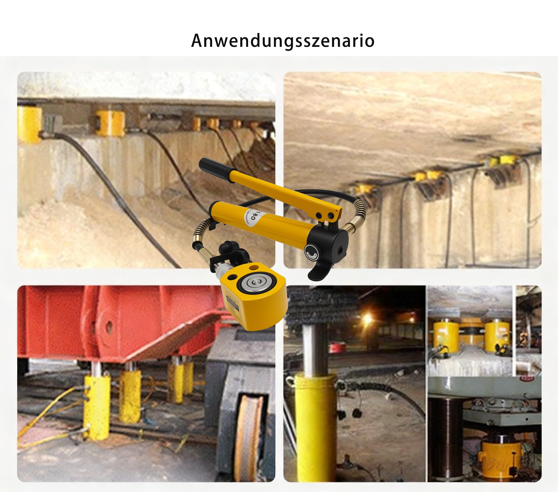 Hydraulikzylinder 10T mit CP-180 Handpumpe, 11mm Hub, 48mm Selbsthöhe, für Gebäude, Brücken und Maschinenbau