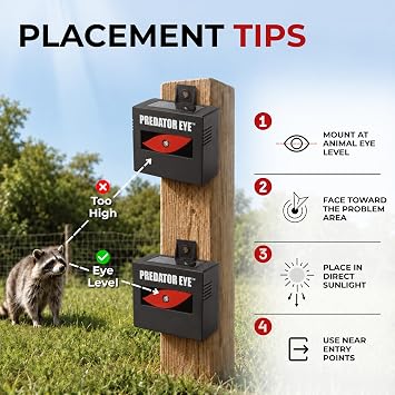 ASPECTEK Predator Eye Solar Animal Deterrent - 2 Pack, Flashing Red Light Repeller to Help Scare Coyotes, Deer, Raccoons, Skunks and Foxes, Outdoor Pest Control for Garden, Yard, Farm and Coop
