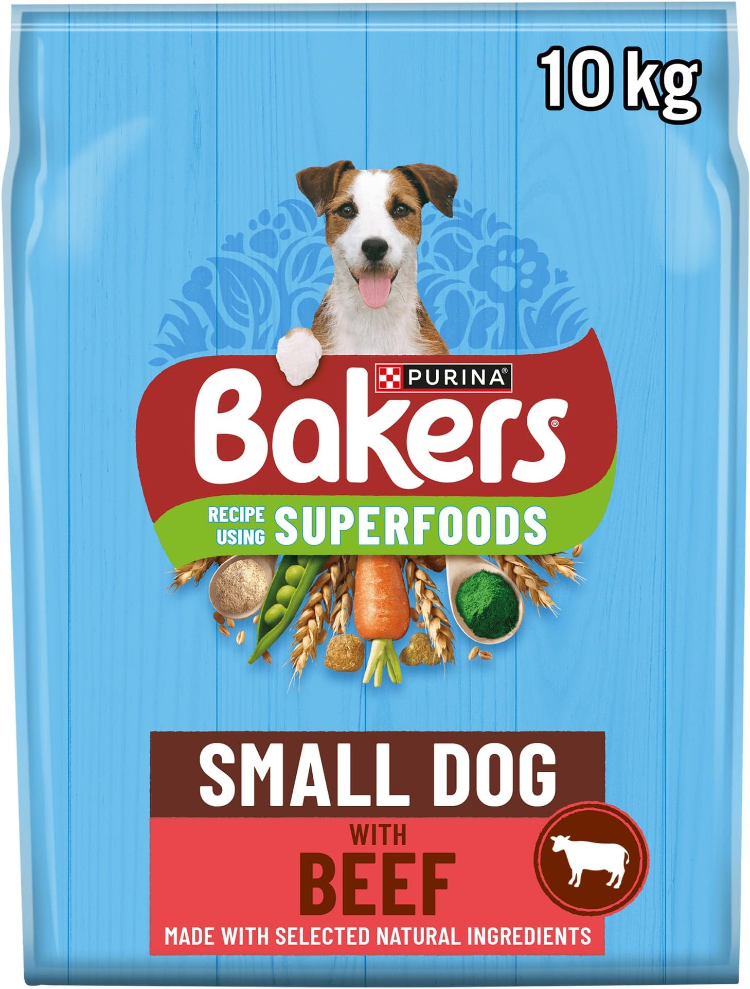 BAKERS Superfoods Small Dog Adult Dry Dog Food Beef 10kg