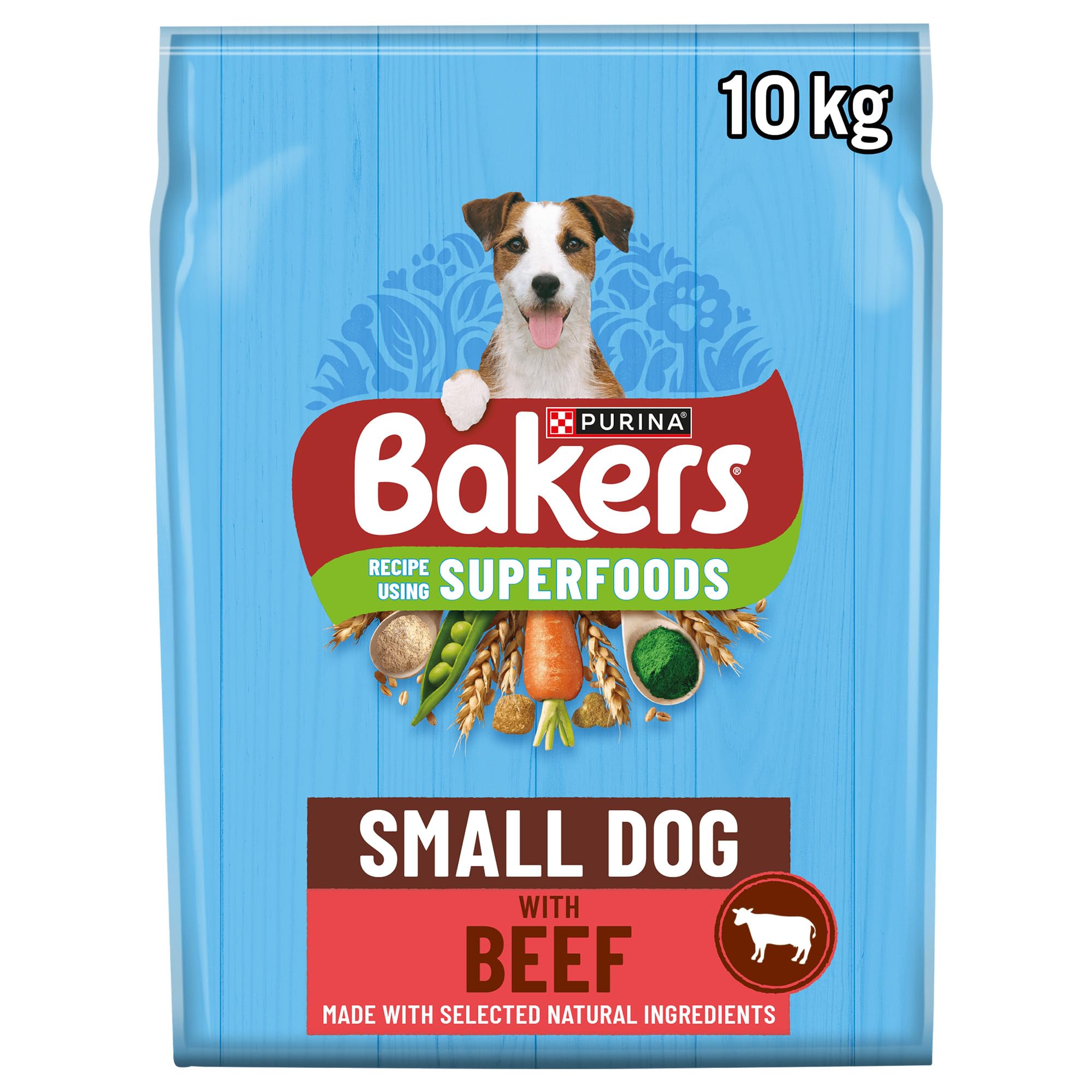 BAKERS Superfoods Small Dog Adult Dry Dog Food Beef 10kg