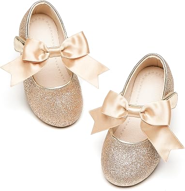 PHIRAMIN Tollder Girl Dress Shoes - Little Girl Ballet Flats for Wedding Party