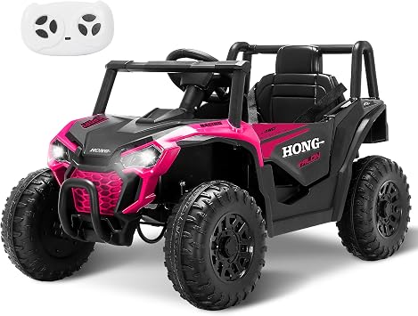12V Kids Ride on UTV Truck, Ride on Car Toys w/Remote Control, Music, Bluetooth, LED Lights, Kids Battery Powered Electric Vehicle for Boys Girls, Pink
