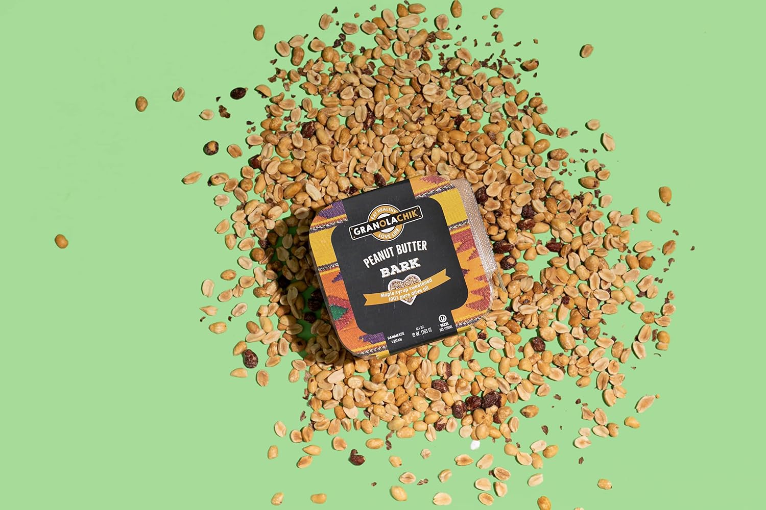 Granolachik Artisanal Granola Bark, Vegan, No Refined Sugars Maple Syrup Sweetened (Peanut Butter, Single) (Pack of 2)