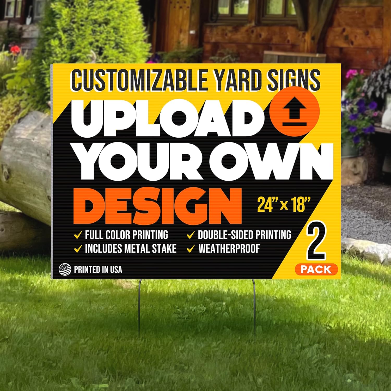 24x18" Custom Yard Signs for Business Double-Sided Personalized Photo Sign with Stakes, Customizable Real Estate Sale Lawn Stake Signs, Customized Estate Sign for Yard (2-Pack)