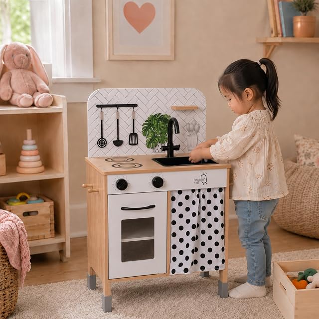 Foto 6 de 8 de Teamson Kids Little Chef Juego de Cocina de Juguete de Madera Interactivo contemporáneo con Patas de Altura…