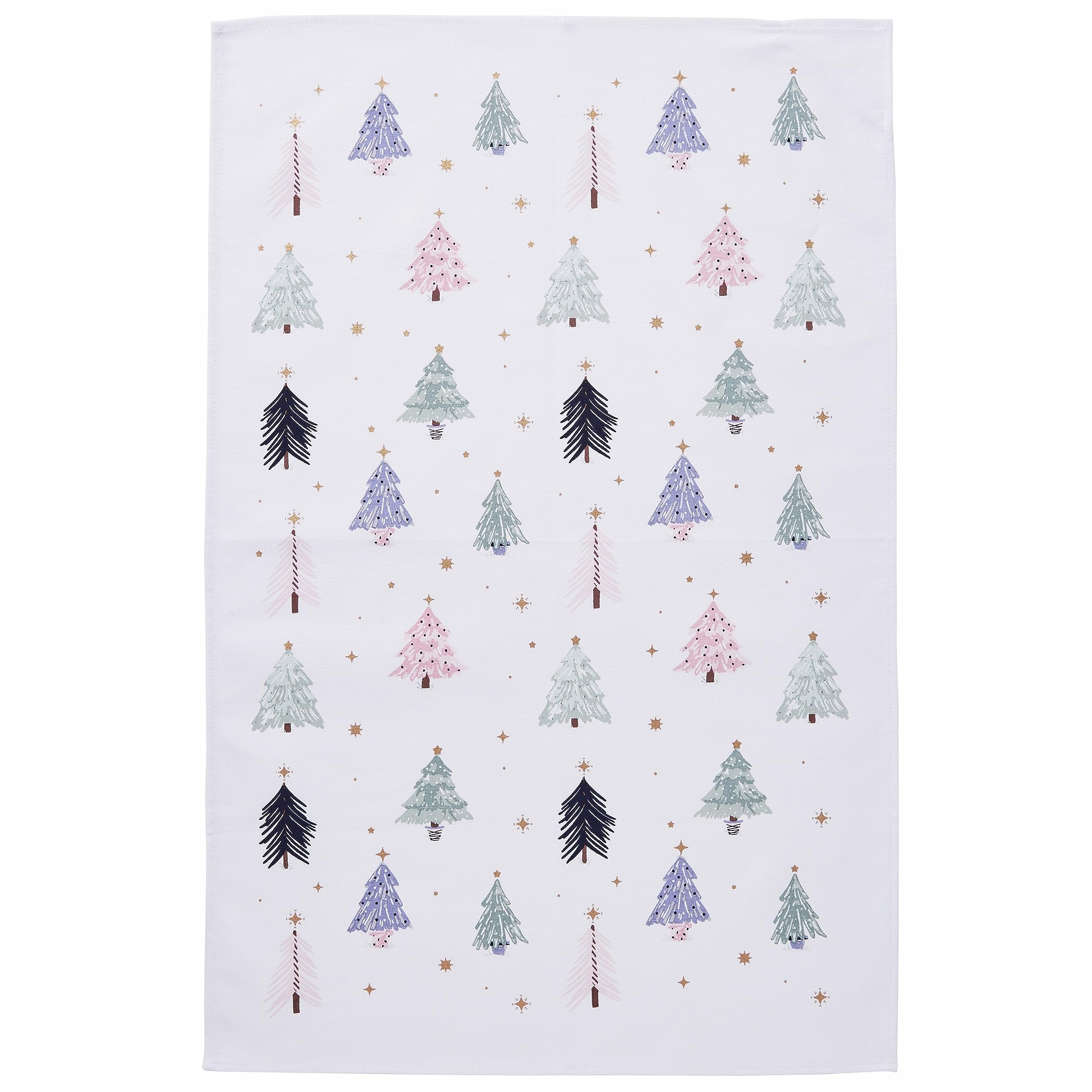 Ulster Weavers Multicolor Christmas 100% Cotton Tea Towel Made In Lisburn, Northern Ireland, Uk - Multicoloured - Frosty Trees