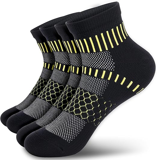 IRAMY Ankle Compression Socks for Women Men Coolmax Moisture Wicking Running Socks Plantar Fasciitis Relief 2/4/6 Pairs
