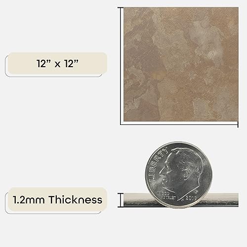 Miniatura 65 de Nexus - Azulejos de vinilo autoadhesivos de 12 pulgadas, 20 azulejos de 12 x 12 pulgadas, patrón negro, suelo de bricolaje para despegar y pegar