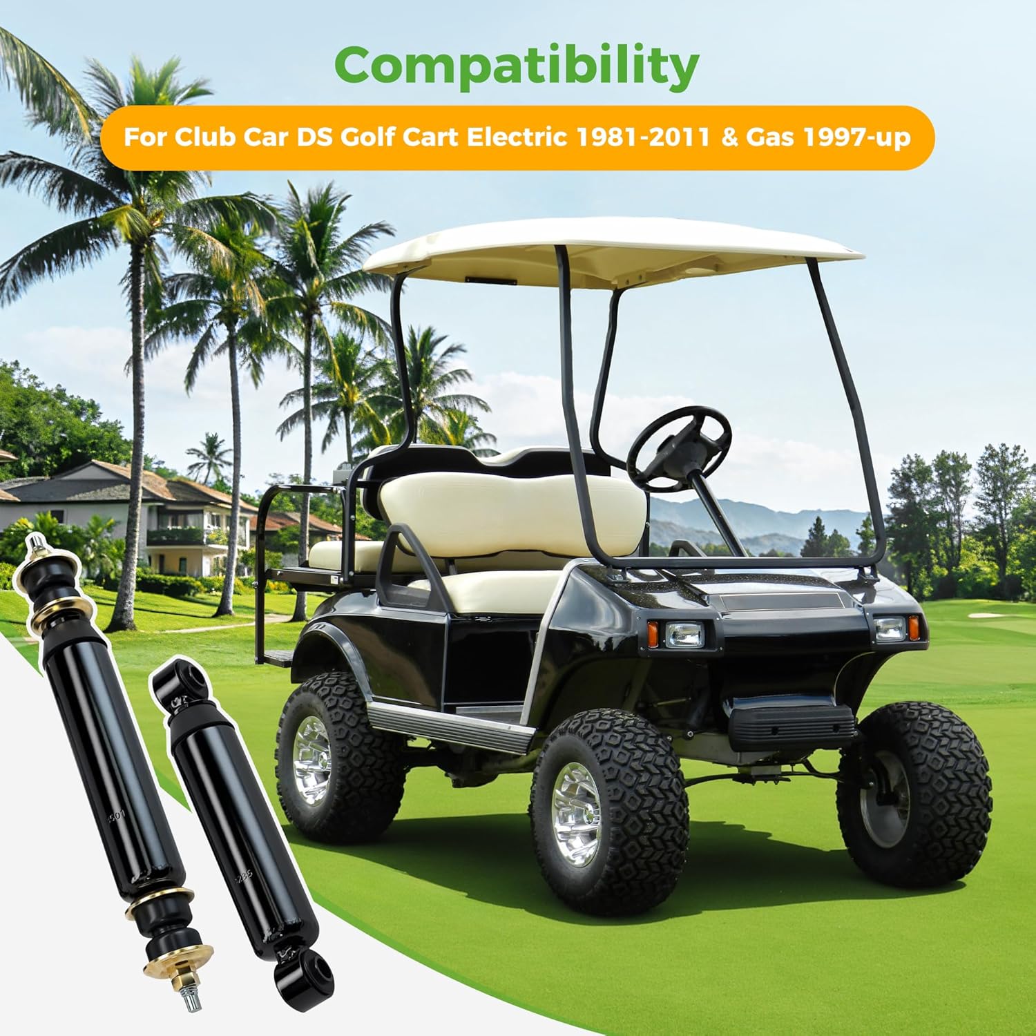 10L0L Golf Cart Shock Absorbers Kit for Club Car DS Electric 1981-up and Gas 1997-up, Front Rear Shocks Replace OEM 1014235 1015813 1010991 1012183 1014236 1013164