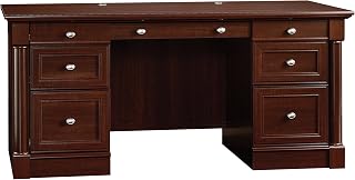 Sauder Palladia Executive Office Desk, Select Cherry - File Drawers, Keyboard Tray, Cord Management, Spacious Storage