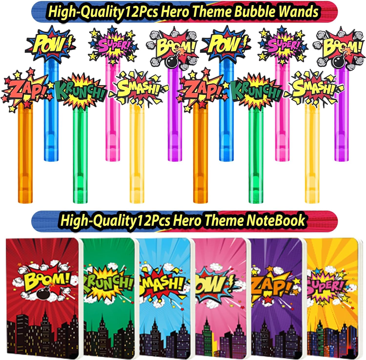 220PCS Hero Party Favors Kit – Birthday Supplies Includes Goodies Bags, Straws, Bubble Wands, Notebook & More – Perfect for Party Decorations & Pinata Fillers - Image 4