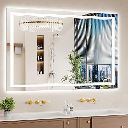 Miniatura 33 de Espejo de baño LED de 30 x 32 pulgadas con luces, antiniebla, retroiluminado + luz frontal, regulable, espejo de tocador LED para pared, espejo