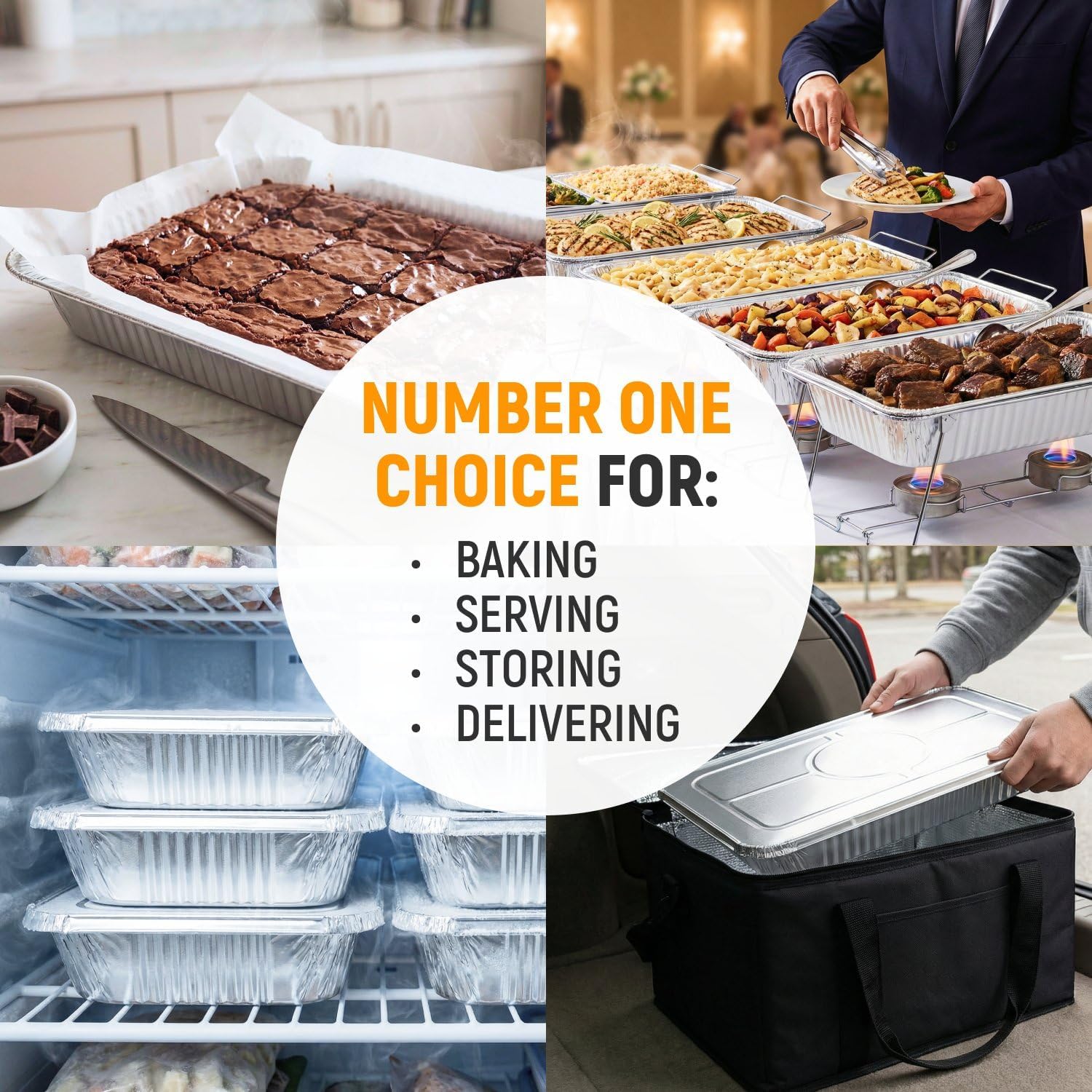 Aluminum Foil Pans - Full-Size 21" x 13", Pack of 25 - USA-Made Disposable Aluminum Trays for Steam Table & Chafing Racks - Great for Baking, Catering, BBQ, Parties, Food Delivery