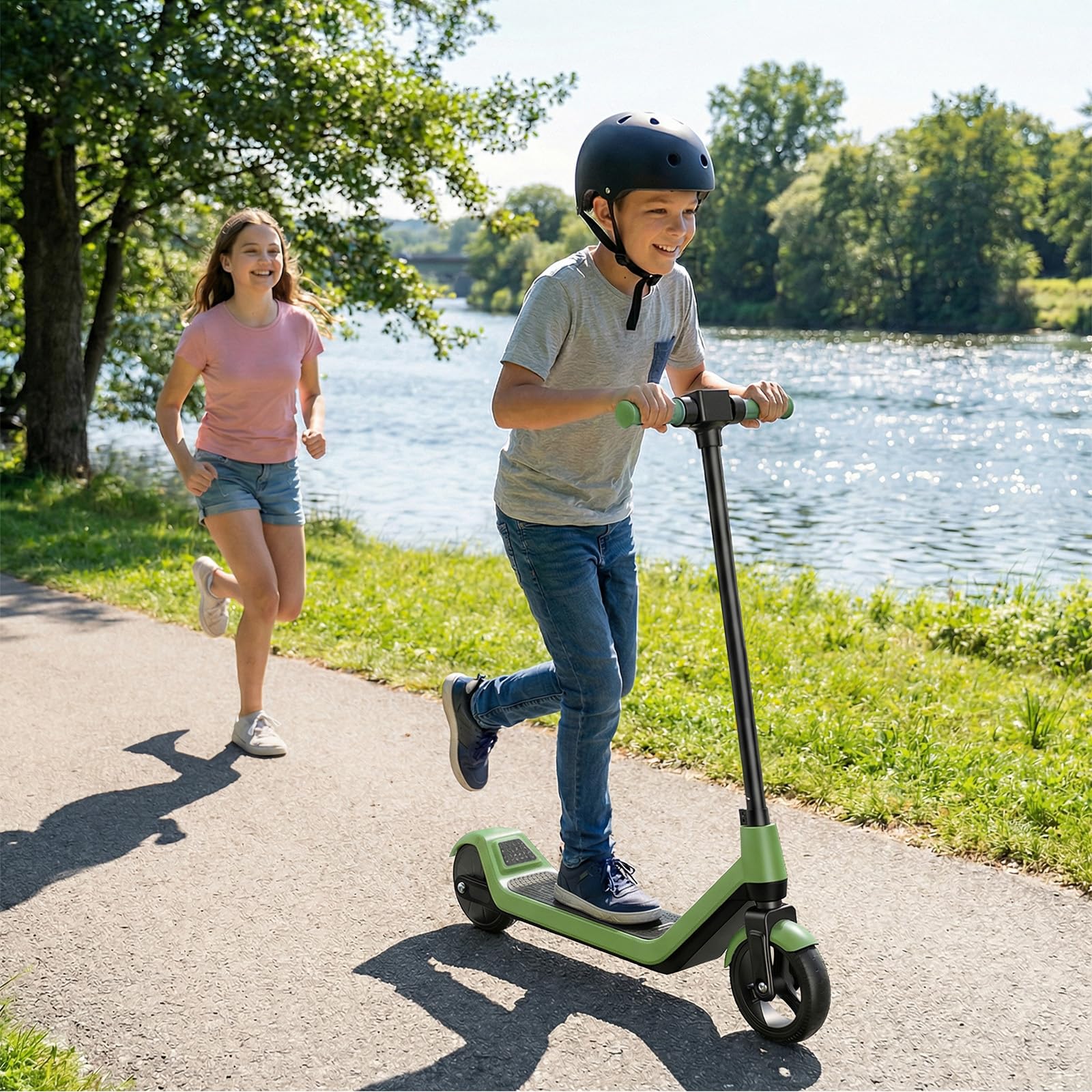 TODIMART T1 Monopattino Elettrico Bambini 6-12 Anni, 3 Velocità 6/10/16 KM/H, Freno Elettronico, Display a LED, Luci LED Colorate, E Scooter per Bambini e Bambine
