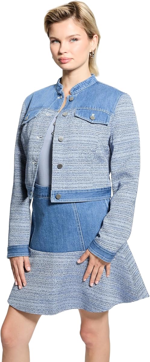 Womens Elsie Tweed Mix Denim Jacket
