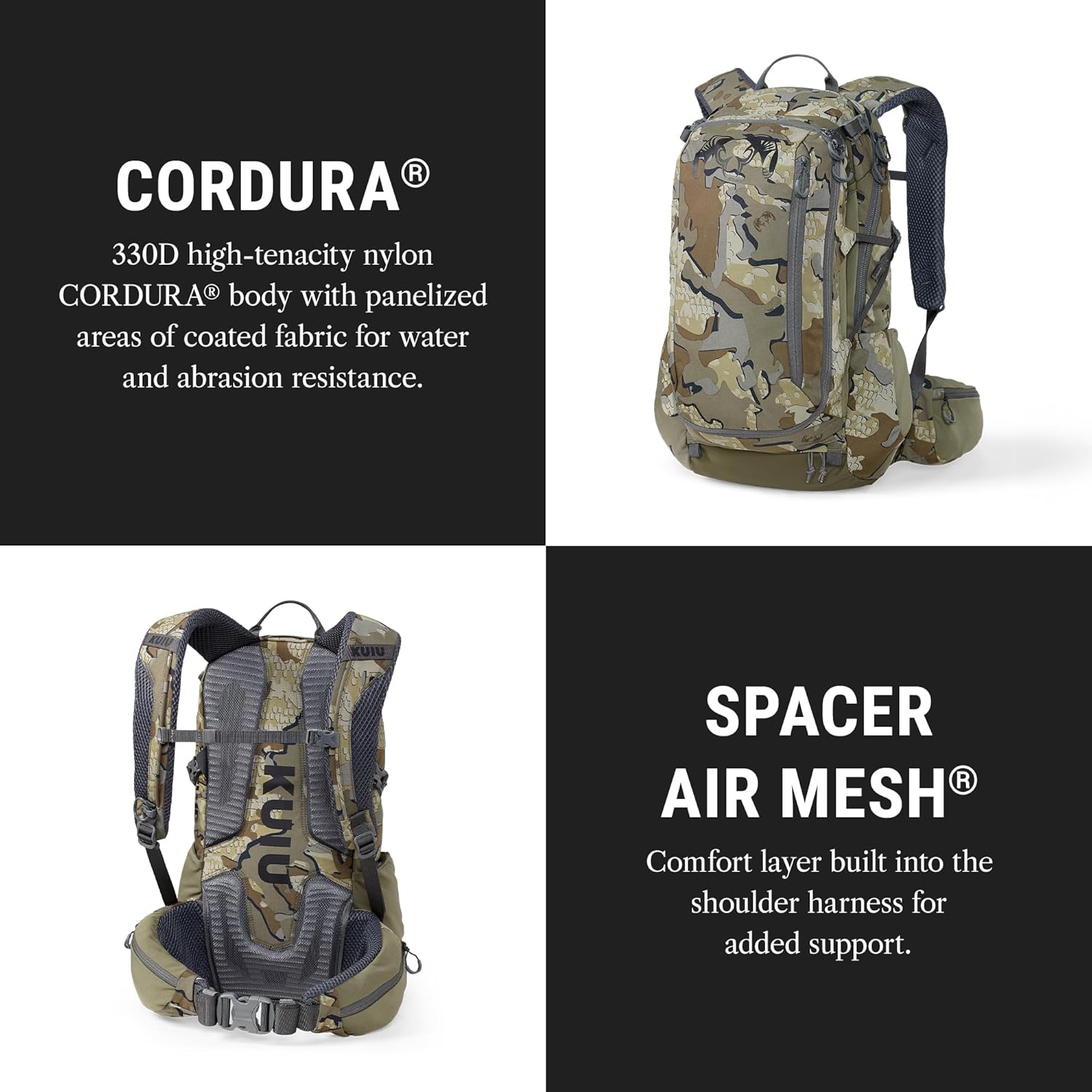 KUIU Divide 1500 Hunting Day Pack, 25L Lightweight Mid-Sized Backpack with Expandable Divide Pocket, Hydration Compatible