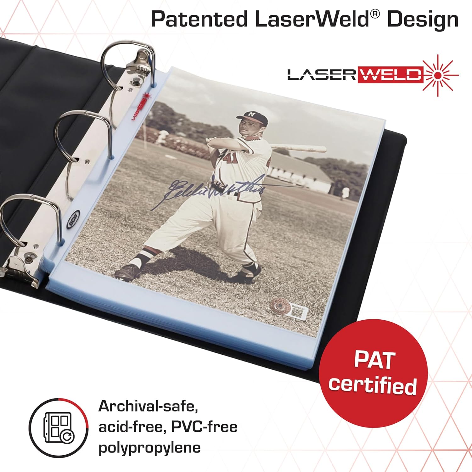 BCW LaserWeld 8x10 Photo Pages - 100 Count Box | 8x10 Plastic Sleeves for Photos | Archival-Safe Photo Protector Sleeves for 3-Ring Binders