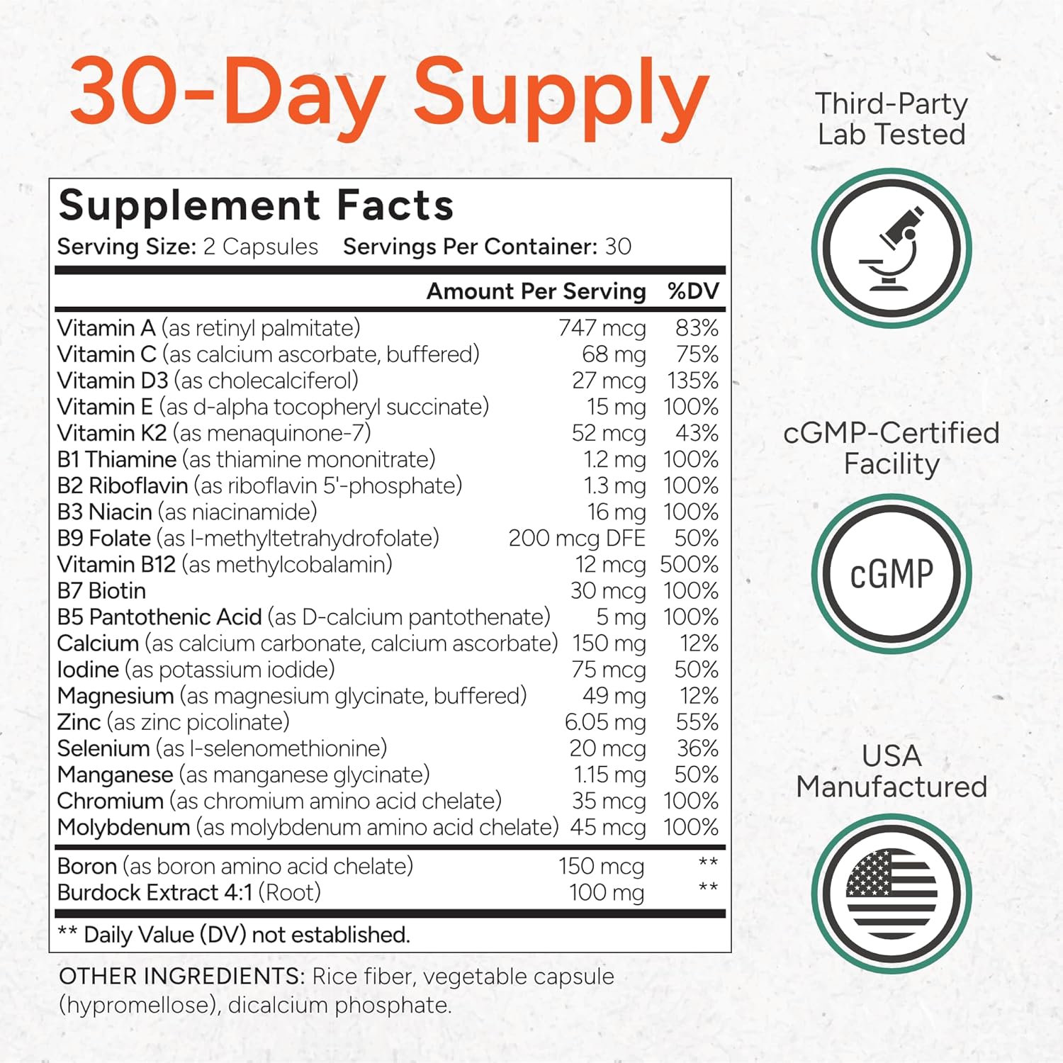 Low-Acid Multivitamin for Sensitive Bladders | 12 Vitamins & 9 Minerals | Buffered Vitamin C & Burdock Root | USA Manufactured | 60 Capsules