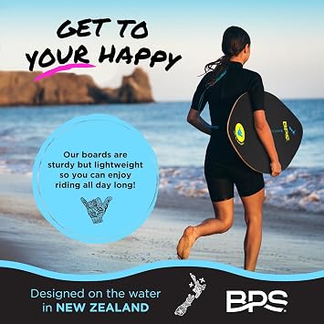 BPS New Zealand Shaka Skimboard with Colored EVA Grip Pads and High Gloss Clear Coat Wooden Skim Boards for Beach Adventures | Choose from 3 Sizes and Traction Pad Color