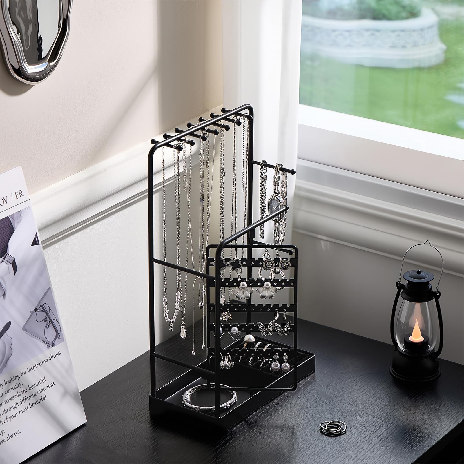 ProCase Jewellery Stand Holder Organiser and Storage, Jewelry Display Stand Tower Rack with Velvet Ring Tray - Image 4