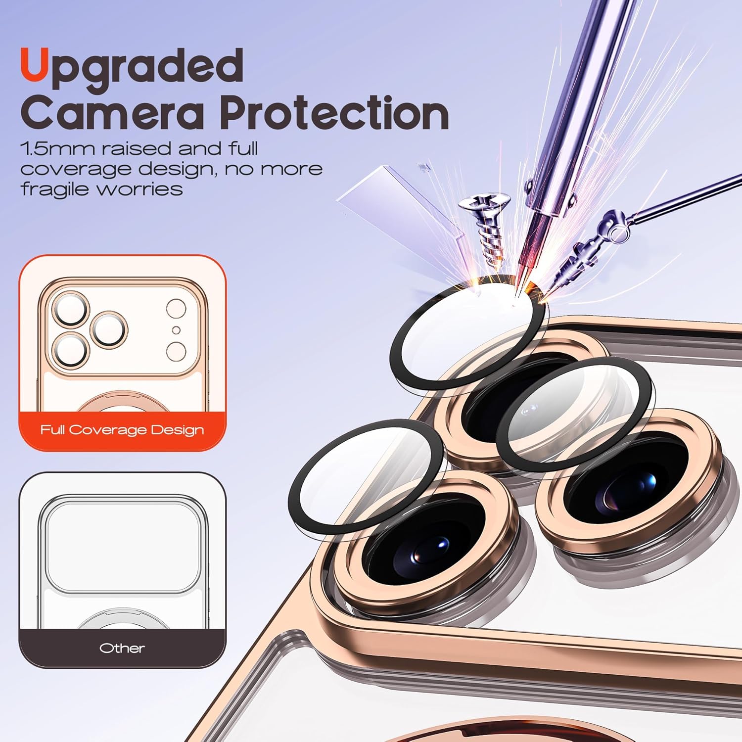 Compatible with iPhone 17 Pro Max Case with Magnetic Stand [Camera Len Protectors][Compatible with Mag-Safe] Clear Plating Phone Case for iPhone Pro Max 6.9",Desert Gold