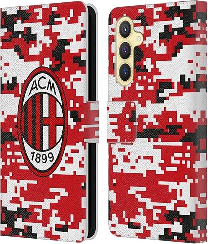 Vista 280 de Head Case Designs Funda de cuero con licencia oficial de AC Milan con diseño de camuflaje digital, compatible con Samsung Galaxy S22 Ultra 5G