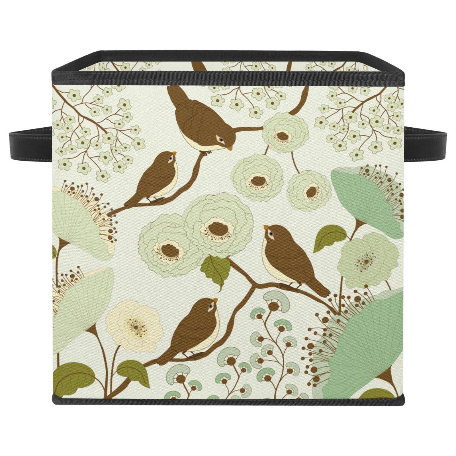 Organisateur en tissu pliable et grand panier cube pour placard avec poignées