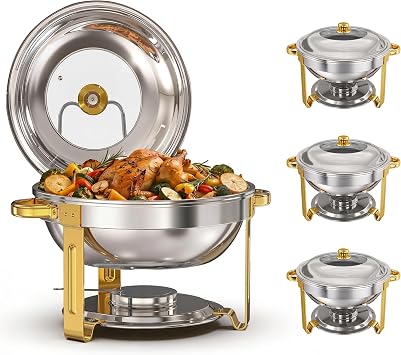 Chafing Dishes for Buffet 4 Pack, 7QT Food Warmers for Party with Glass Lid