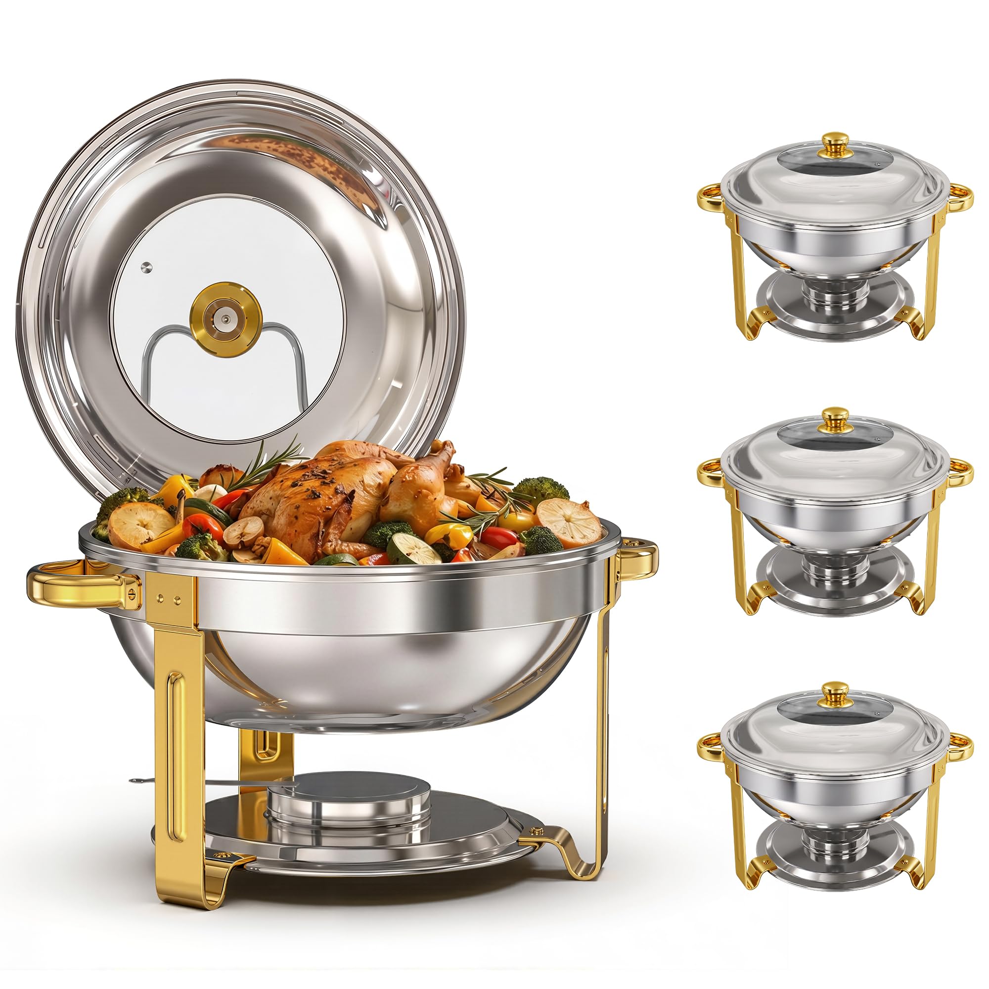 Chafing Dishes for Buffet 4 Pack, 7QT Food Warmers for Party with Glass Lid
