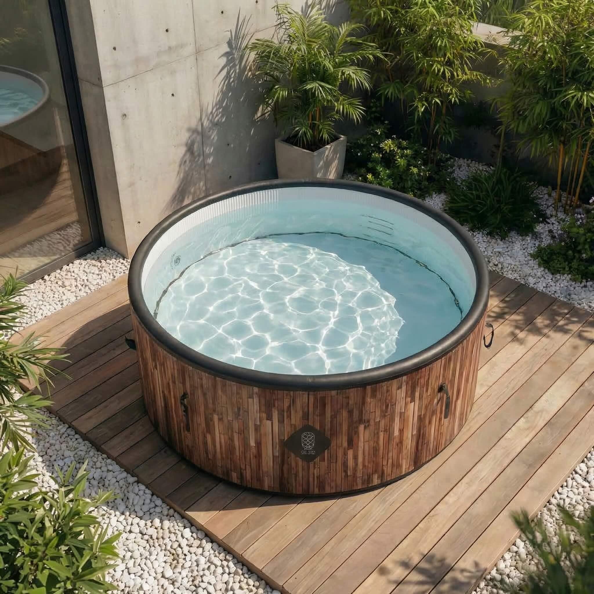 Coco Bain Piscina St Tropez - Piscina Fuori Terra 180cm di diametro - 1200 Litri - Imitazione Legno Vero